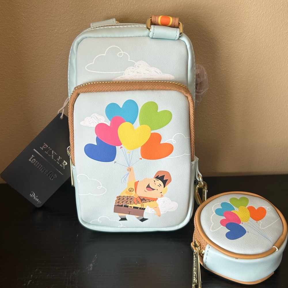 Loungefly Disney Pixar Up Russell Heart Balloons Crossbody Bag with Coin Purse